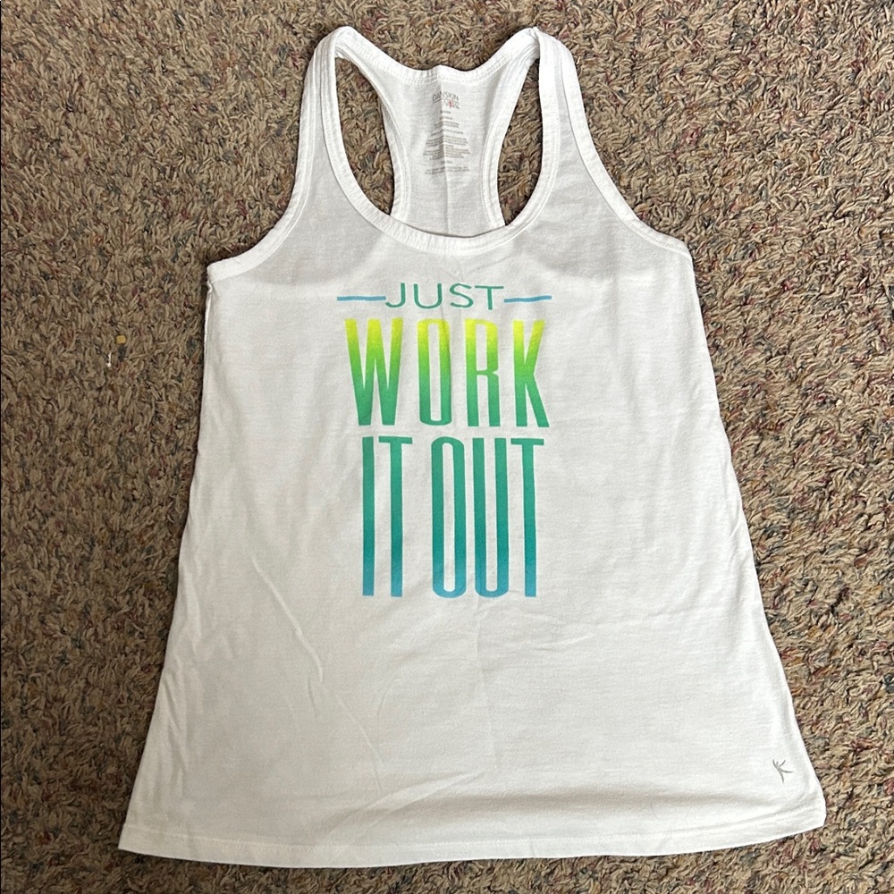 Danskin White 'Just Work It Out' Tank Top
